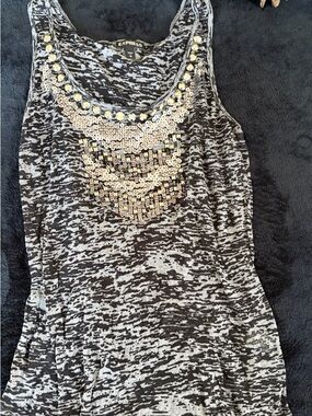 Express Black & White Sequin Embellished Tank